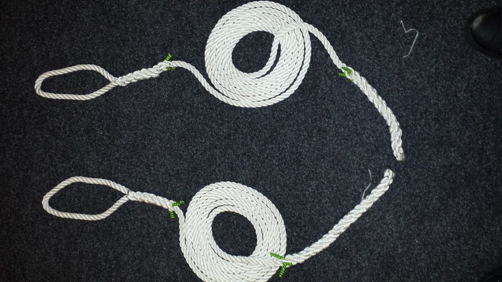 Mooring Ropes - 2 x 4 metres x 12mm White Nylon Rope, Soft Eye One End ...