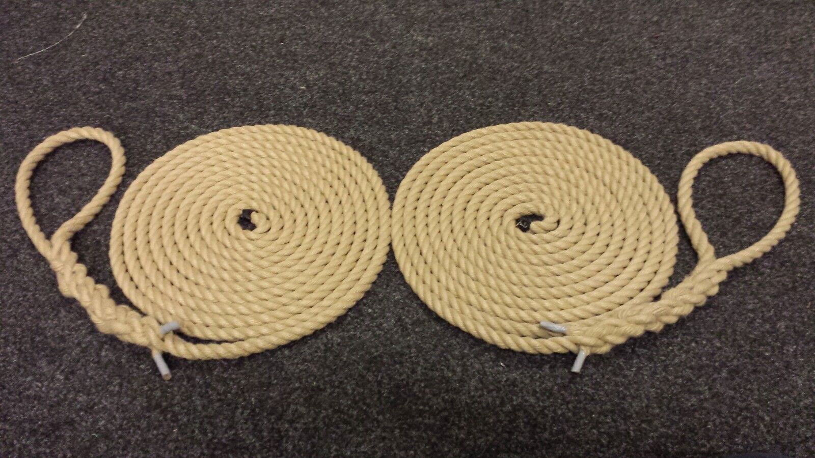 Boomering Ropes 2 X 8 METRES OF 12MM SYNTHETIC HEMP TRADITIONAL MOORING ROPES - More ...