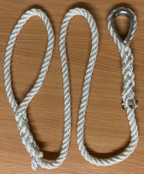 14mm x 3 Strand Nylon Rope Mooring Strop, With Galvanised Thimble Eye ...