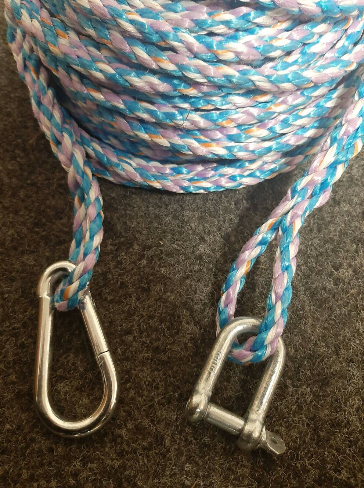 8mm ROPE 100 foot ANCHOR BOAT MOORING WITH SNAP HOOK & SHACKLE - More ...